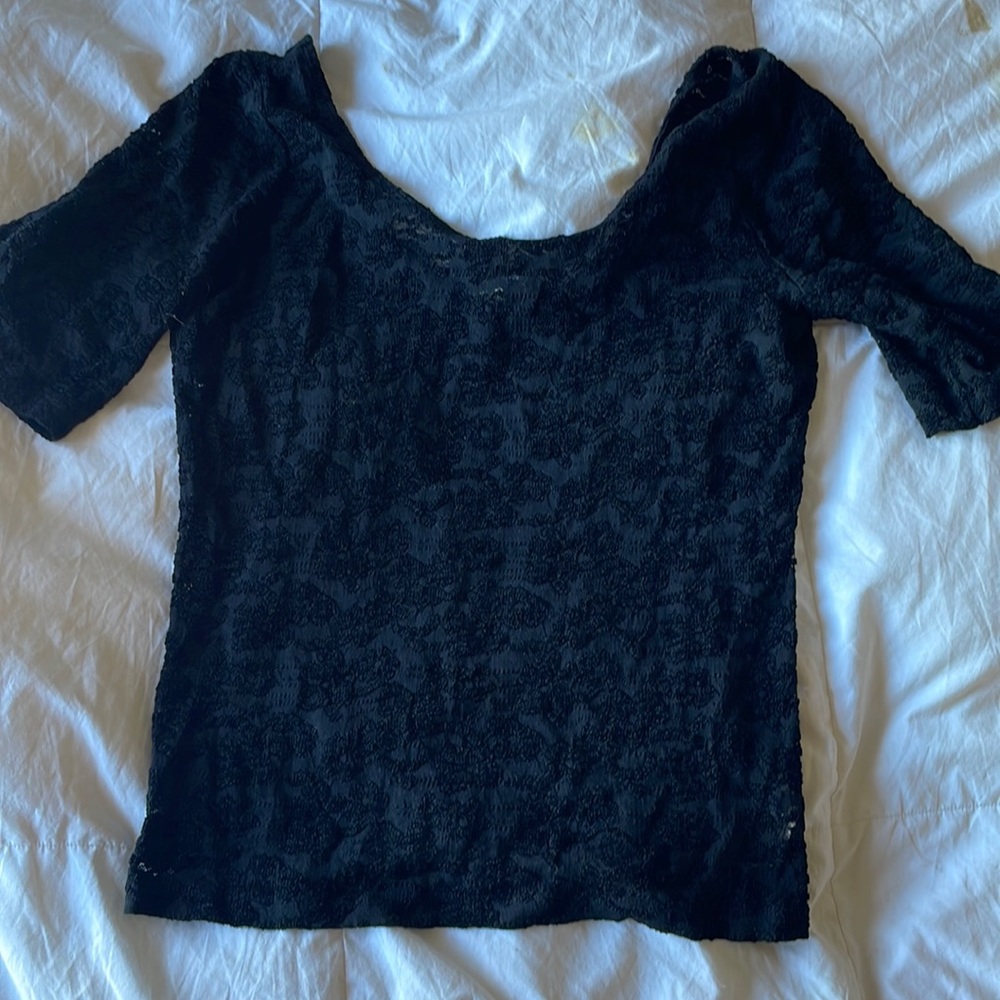 Black 3/4 sleeve sweater with scoop neck